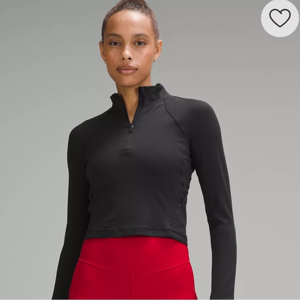 Lululemon It's Rulu Ribbed Cropped Half Zip 8 set of 2 White and Black